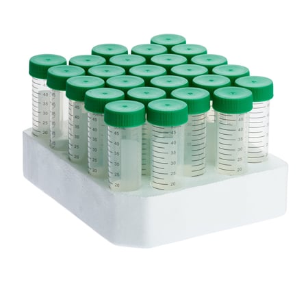 CELLTREAT 50mL Centrifuge Tube, Foam Rack, Sterile, 16, 000 x g, 25 per Rack, 300 per Case